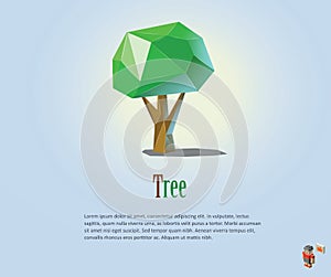 PrintVector polygonal illustration of green tree, modern low poly ecologic icon