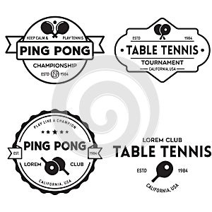 Printvector set of ping pong logos, emblems and design elements. table tennis logotype templates and badges