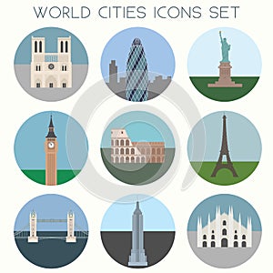 PrintWorld Cities landmarks & symbols - Icons Set