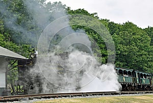 Cass Scenic Railroad Shay number 2 lets off steam photo