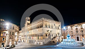 Priori Palace and Maggiore Fountain in Perugia, Italy