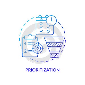 Prioritization blue gradient concept icon