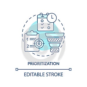 Prioritization soft blue concept icon