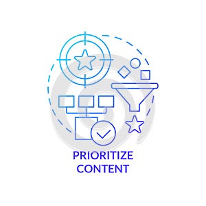 Prioritize content blue gradient concept icon