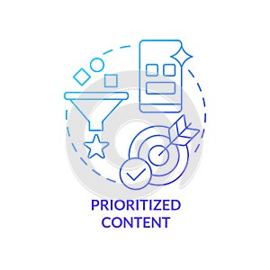 Prioritized content blue gradient concept icon