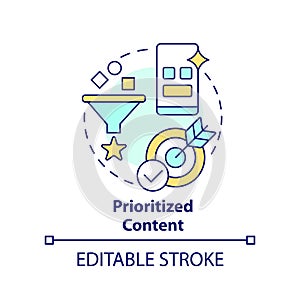 Prioritized content concept icon