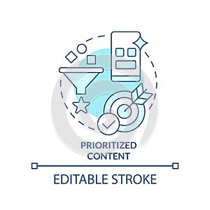 Prioritized content turquoise concept icon