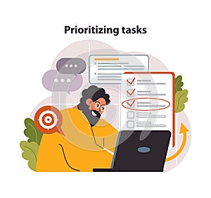 Prioritizing tasks concept. Flat vector illustration