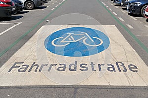 Priority bicycle lane, Fahrradstrasse for cyclists in the city center of Berlin