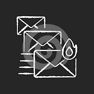 Priority mail chalk white icon on black background