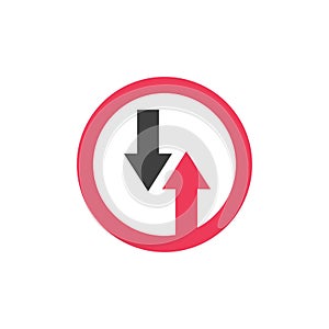 Priority over oncoming traffic sign flat icon