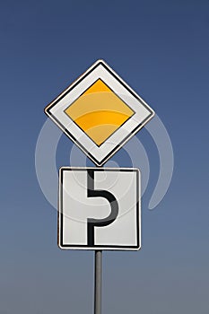 Priority road sign