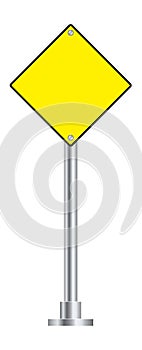 Priority road sign. Blank yellow rhombus board