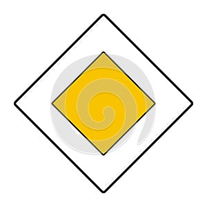 Priority road sign, vector icon