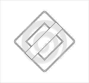 Priority road traffic sign icon for web and mobile design isolated on a white background