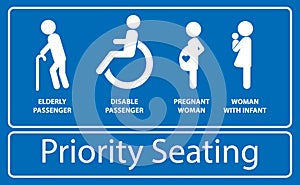 Priority seat sticker. using in public transportation, like bus, train, mass rapid transit and other