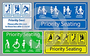 Priority seat sticker. using in public transportation, like bus, train, mass rapid transit and other