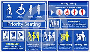 Priority seat sticker. using in public transportation, like bus, train, mass rapid transit and other