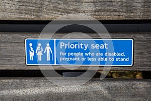 Priority Seat at a Train Station in the UK