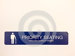 Priority seating sign