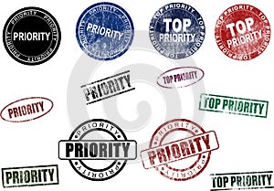 Priority & Top Priority Stamps Seals Set (Vector)