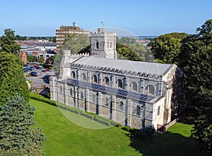 Priory church of St Peter in Dunstable from above