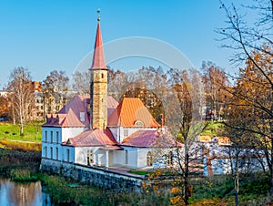 Priory (Prioratsky) palace in Gatchina in autumn, Russia