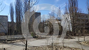 Pripyat Town, Chernobyl Exclusion Zone. Chernobyl nuclear accident occurred on 26 April 1986 city buildings