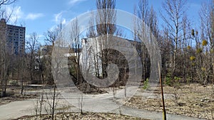 Pripyat Town, Chernobyl Exclusion Zone. Chernobyl nuclear accident occurred on 26 April 1986 city buildings