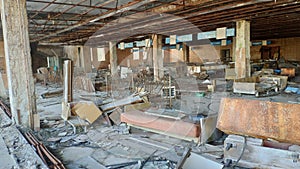 Pripyat Town, Chernobyl Exclusion Zone. Chernobyl nuclear accident occurred on 26 April 1986 furniture store