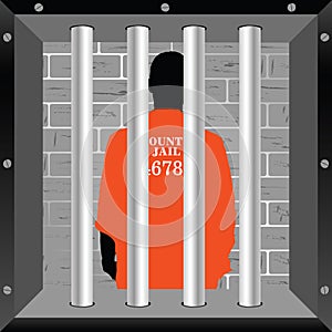 Prisioner in cell art illustration photo