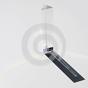 prism dispersing sunlight splitting into spectrum white background