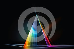 A prism dividing a lightbeam into the spectral colors created with generative AI technology photo