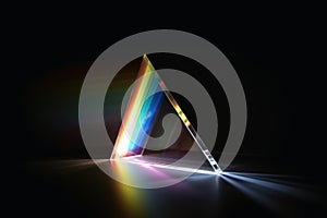 A prism dividing a lightbeam into the spectral colors created with generative AI technology photo