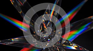 Prism and Rainbow Light Effects on Black Background