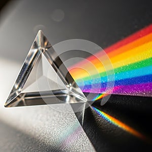 Prism refracting light into a rainbow spectrum