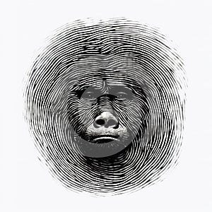 Prismatic Monkey Head Print: Bold Gestures And Accurate Topography