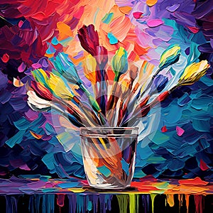 Prismatic Palette: A Tapestry of Paintbrushes and Colors