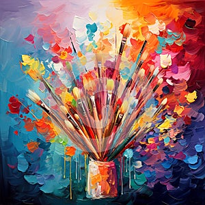 Prismatic Palette: A Tapestry of Paintbrushes and Colors
