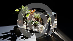 Prismatic Reflection: Captivating Rainbow Refractions in Abstract Crystal Prism photo