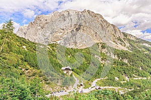 The Prisojnik massif from above the Vrsic pass in the Julian Alps, Slovenia