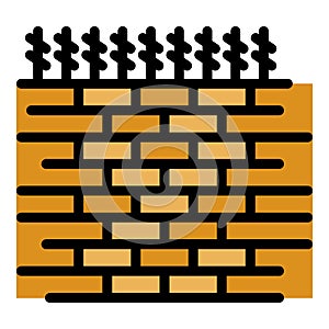 Prison brick wall icon color outline vector