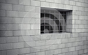 Prison cell barred window. 3d rendering