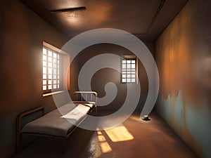 a prison cell in the bed