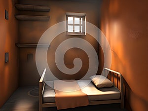a prison cell in the bed