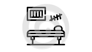 prison cell with bed black icon animation