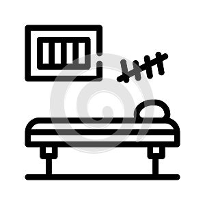 Prison cell with bed line icon vector illustration