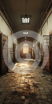 Realistic 3d Model Of Openended Prison Floor With Atmospheric Scenes photo