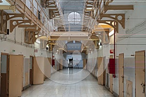 Prison corridor with prison cells photo