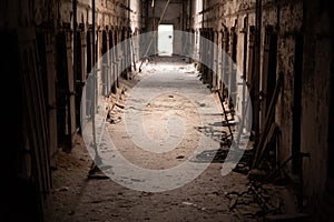 Prison corridor in disrepair